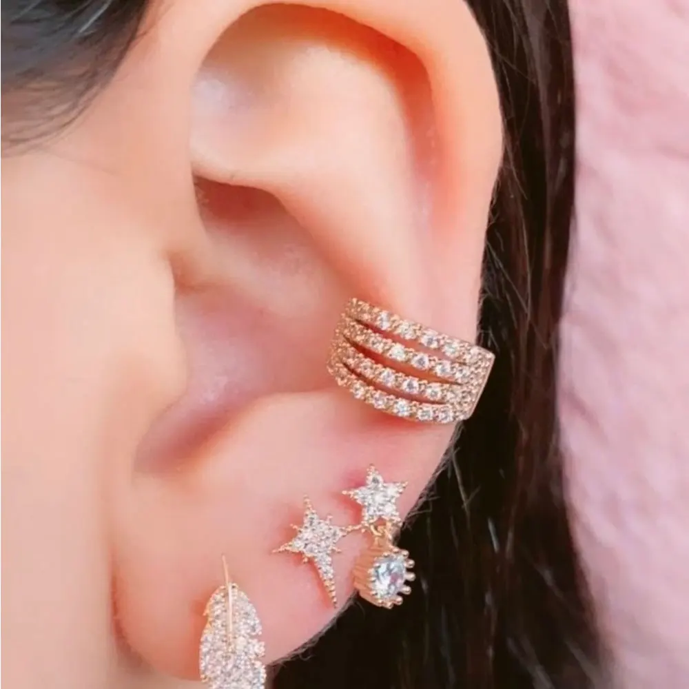 1Piece Women ear clip Climber Ear Cuff Ear Clip CZ No Pierced C Shape Geometric Small Earcuff Wrap Earcuff Clips Jewelry Gifts