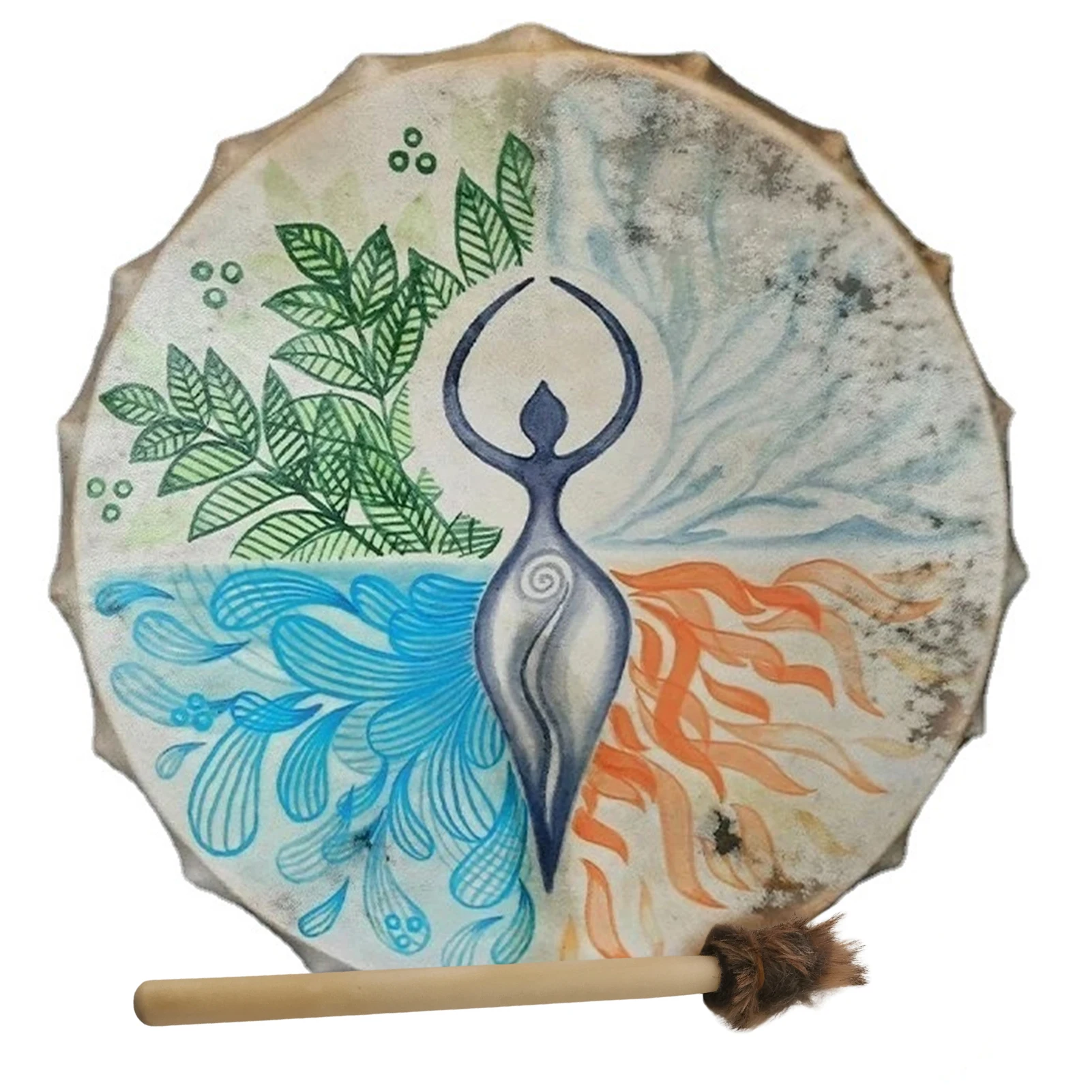 25CM Shaman Drum Tree Of Life Ornament Handmade Shamanic Drum Siberian Drums Spirit Music With Drumstick Home Decoration