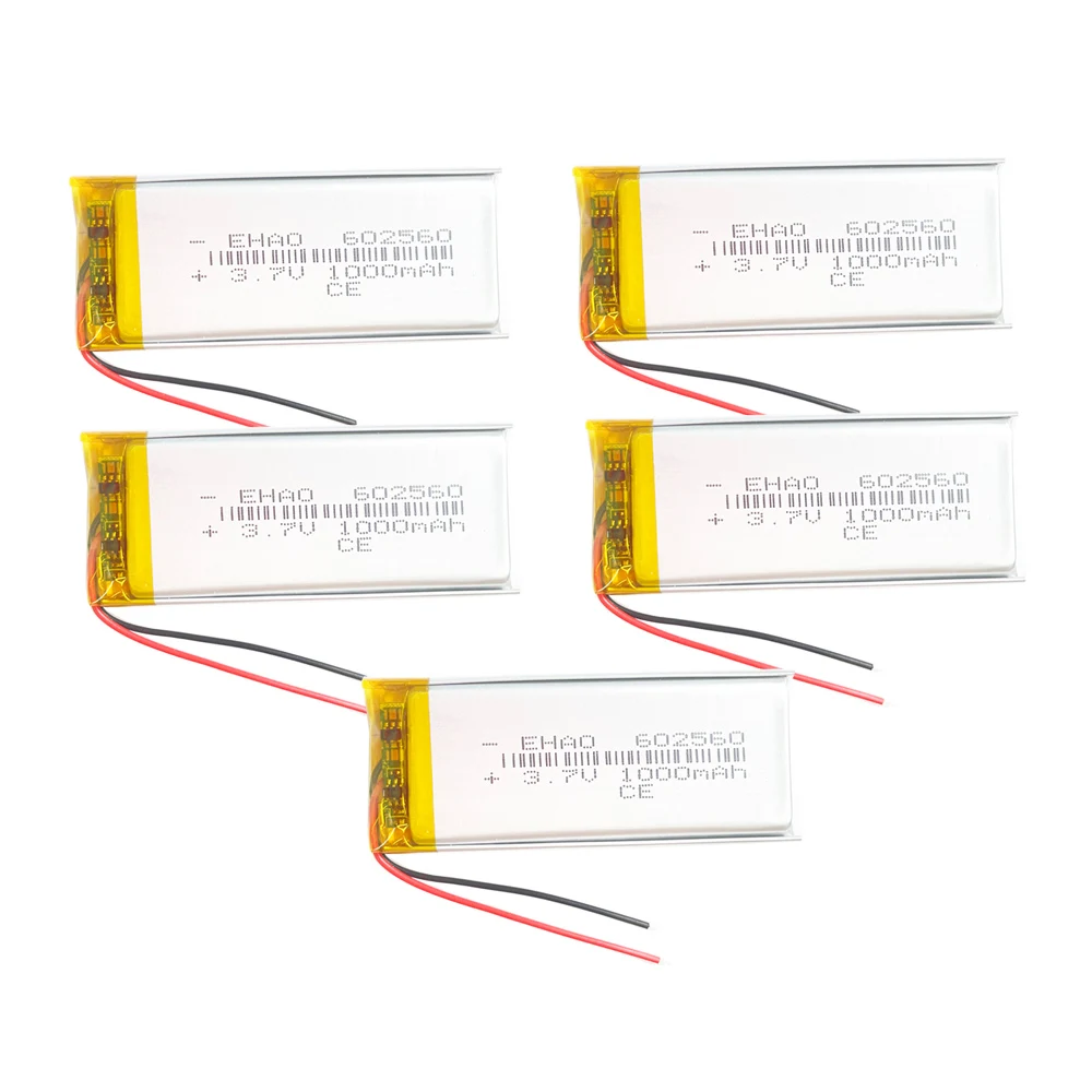 5 Pcs 3.7V 1000mAh Lipo Rechargeable Battery 602560 Li Cells For GPS DVD PDA Bluetooth Recorder E-book Camera Speaker Watch - Foto 5