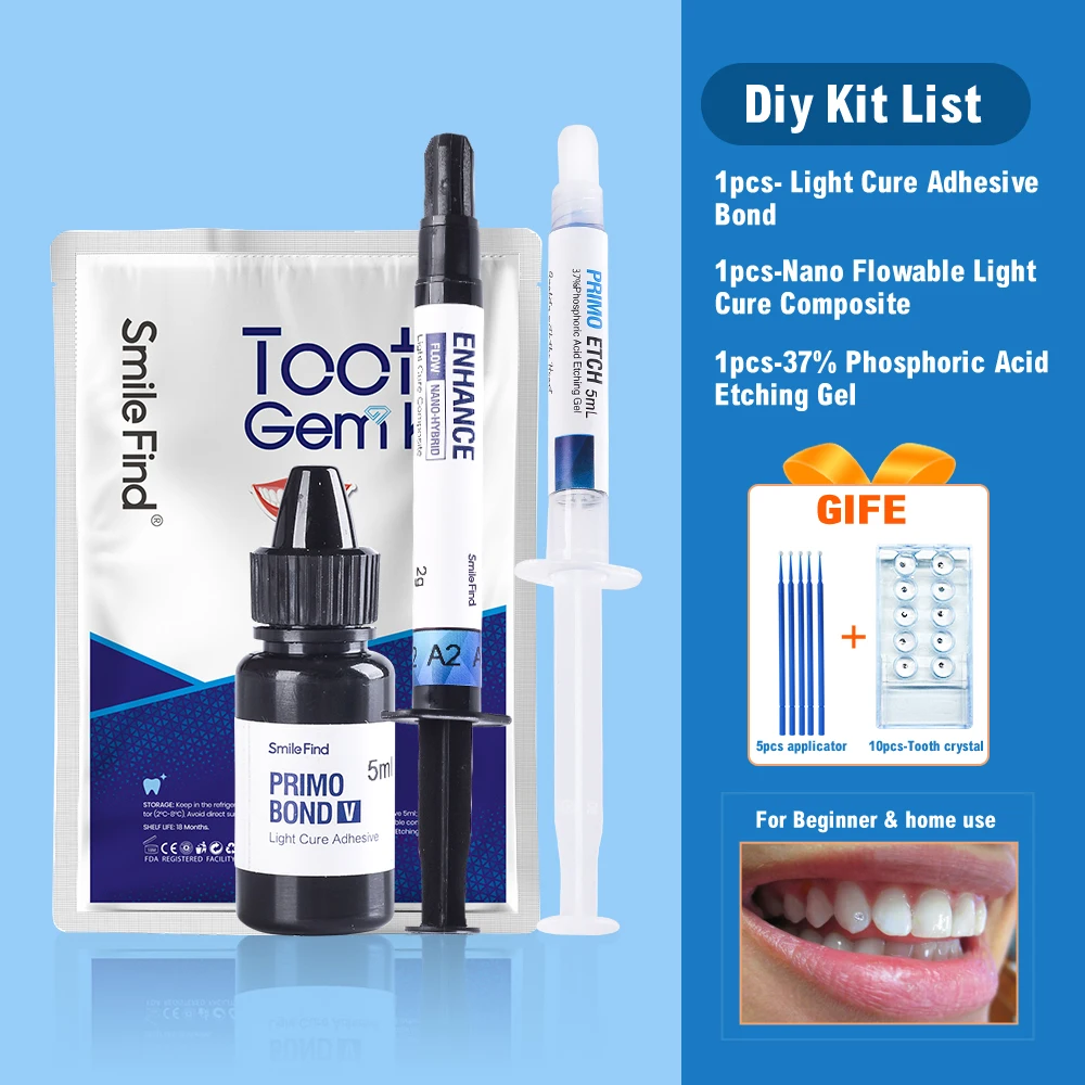 Tooth gem glue, primer, Blue etch and our starter kit for tooth