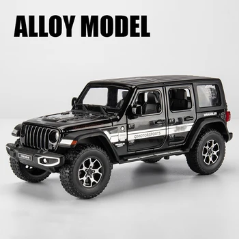 Jeeps Wrangler Rubicon, modelo de aleación, coche de juguete fundido a presión de Metal, juguete de coche ligero y con sonido, 1:22 2