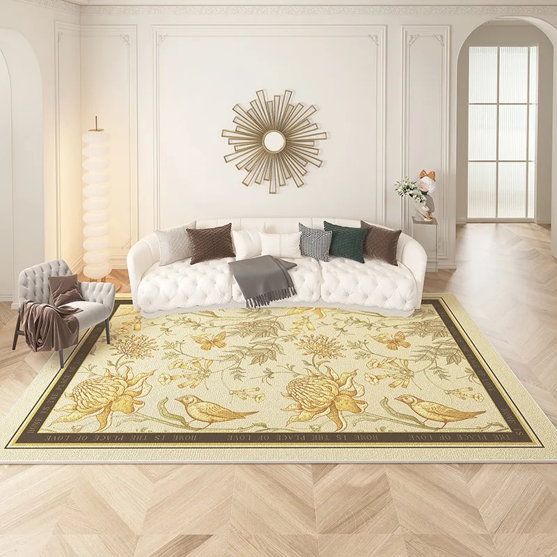 Light Luxury Living Room Carpet Floral Velvet Bedroom Bedside Rug Large Area Home Decoration Cloakroom Plush Floor Mat Ковер 양탄자