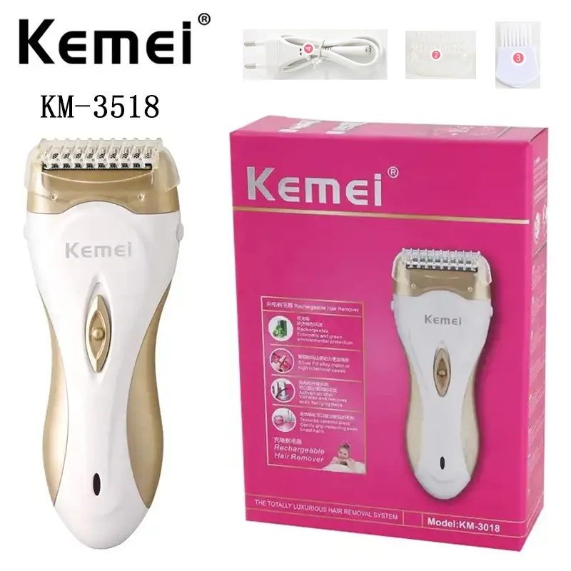 

Electric Shaver Epilator Portable Lady Shaver Kemei KM-3518 Hair Remover Trimmer Lady Kemei Hair Removal Women Hair Trimmer