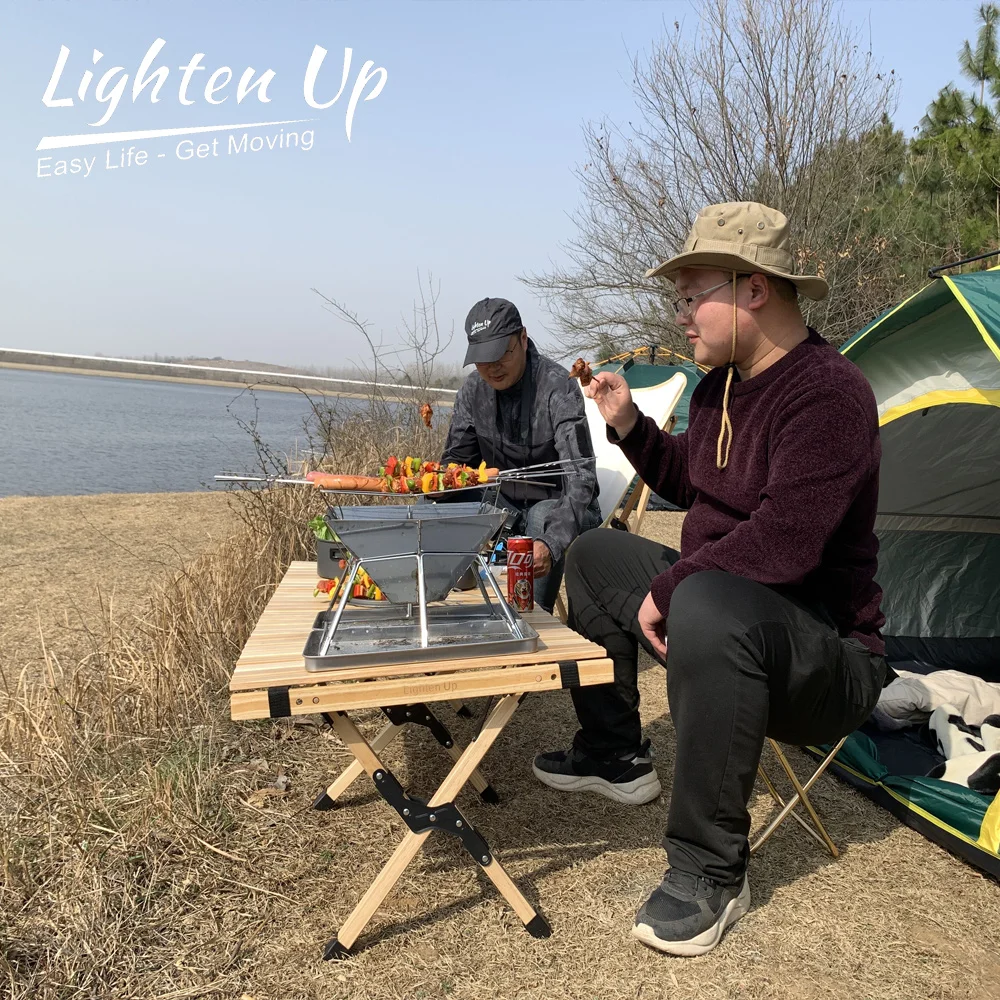 

Lighten Up складной стол из цельной древесины в рулоне для гостиной, сада, улицы, помещений, барбекю, кемпинга, террасы