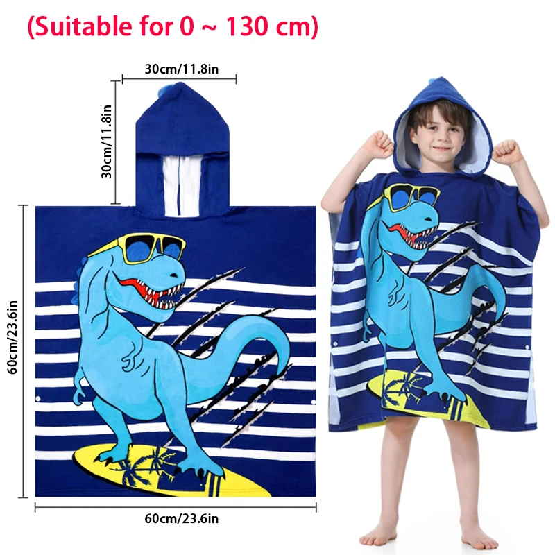 New Childrens Bath Towel Cartoon Print Cape Hooded Beach Bathrobe Soft Breathable Absorbent Quickdrying Bath Towel Robe 6