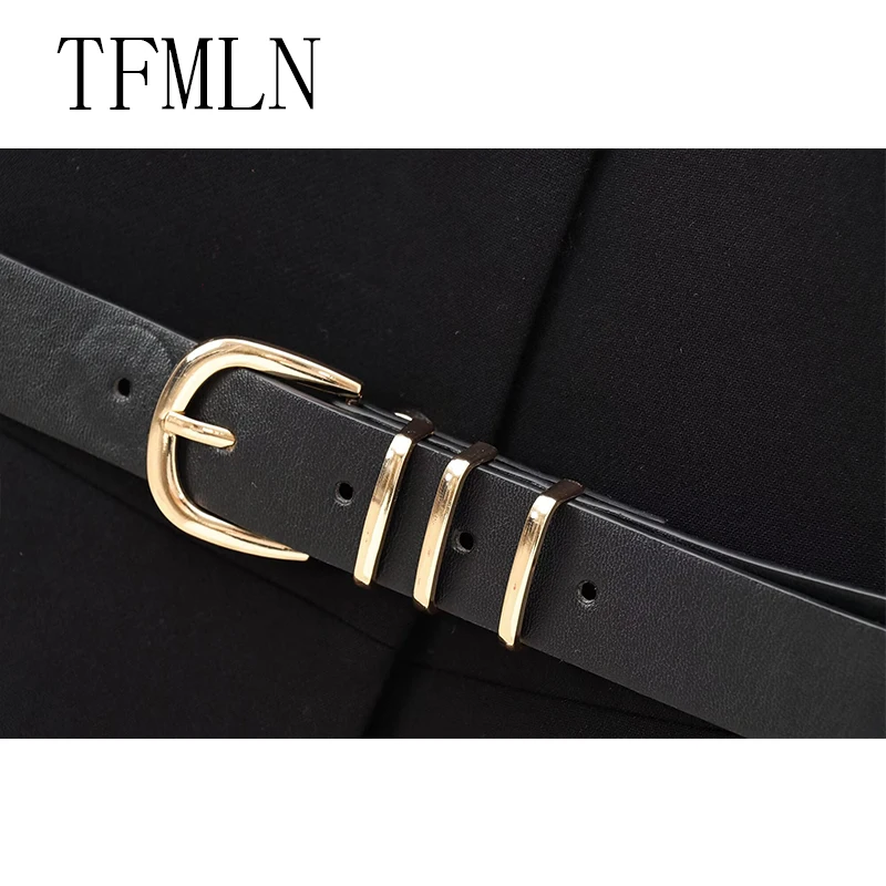 TFMLN Women Fashion Waistcoat Vest With Belt 2025 Vintage Sleeveless Front Button Female Outerwear Chic Vest Tops