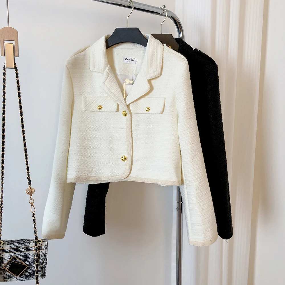 

Women's Spring Autumn Chic Suit Jacket Lady Streetwear Office Wear Long Sleeve Basic Short Jacket Elegant Blazer Outwear