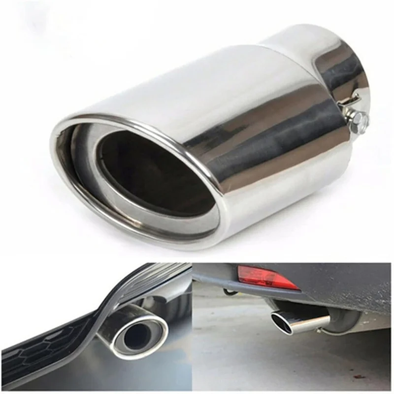 Universal Car Rear Round Exhaust Pipe Tail Muffler Tip Chrome Stainless Steel Automobile Muffler Tip Replacement Car Accessories exhaust pipe round pipe fitting stainless steel pipe