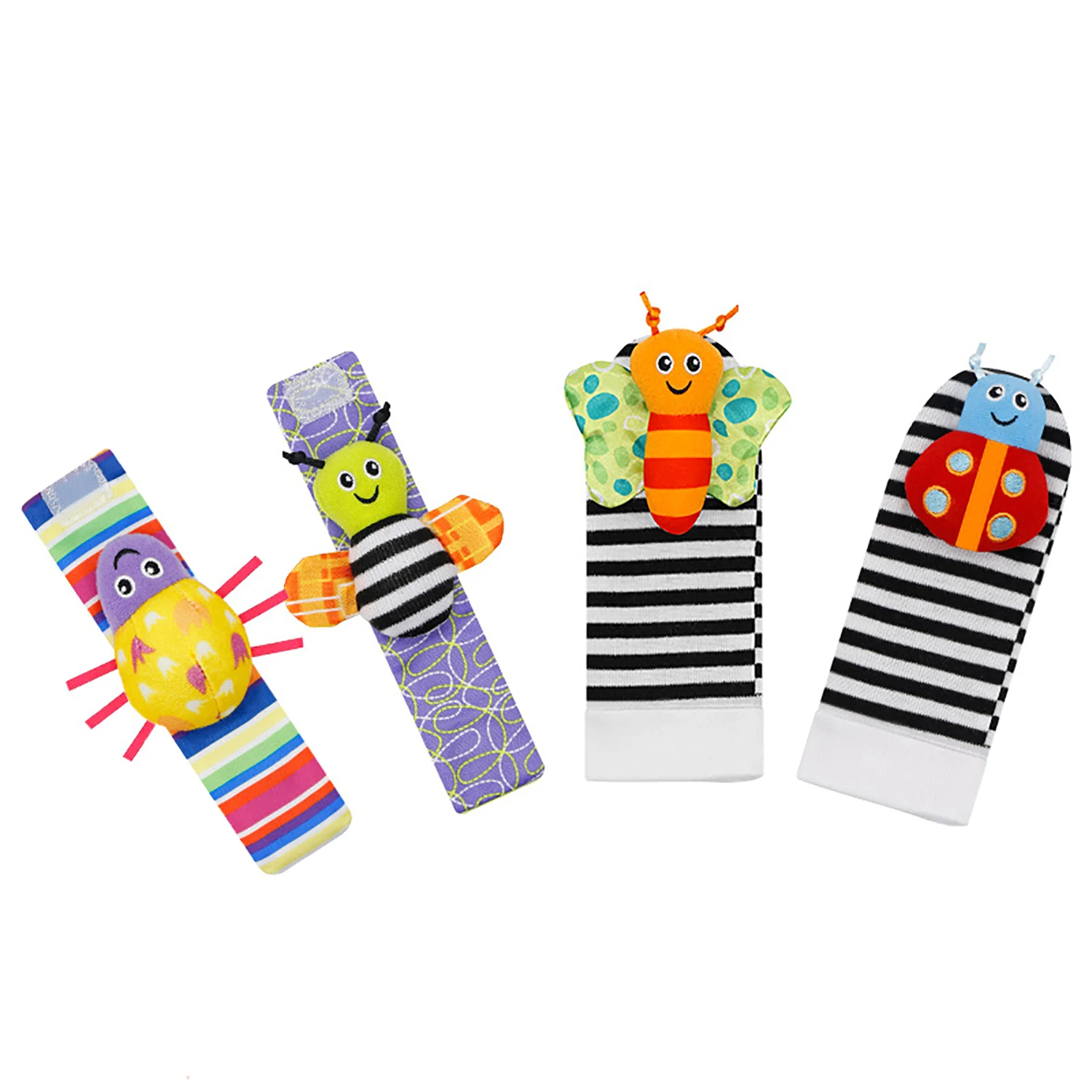 Baby Watches 4pcs Wristbands Socks Ringing Bells Early Education Puzzle