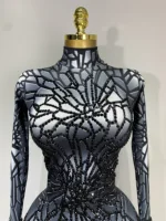 Women Sexy Black Rhinestone Stretch Bodycon Jumpsuit Club Evening Party Birthday Wear Singer Dancer Stage Perform Costume - Image 5
