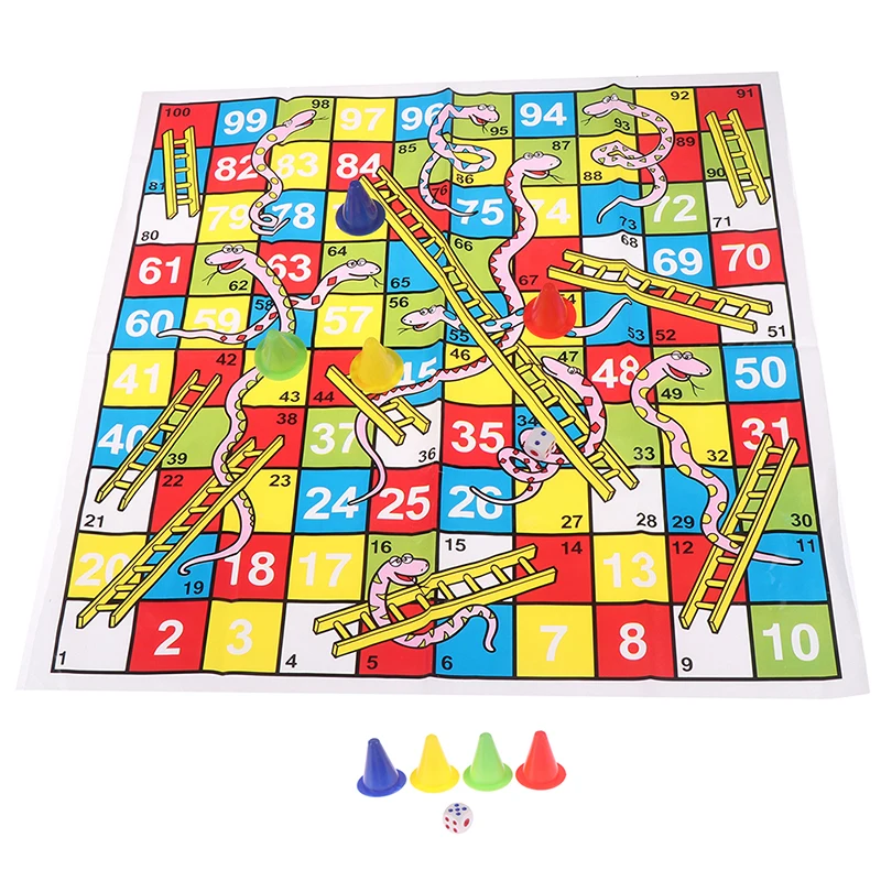 1Set Snake Ladder Educational Kids Children Toys Interesting Board Game Set Portable Flying Chess Board Family Board Game 6