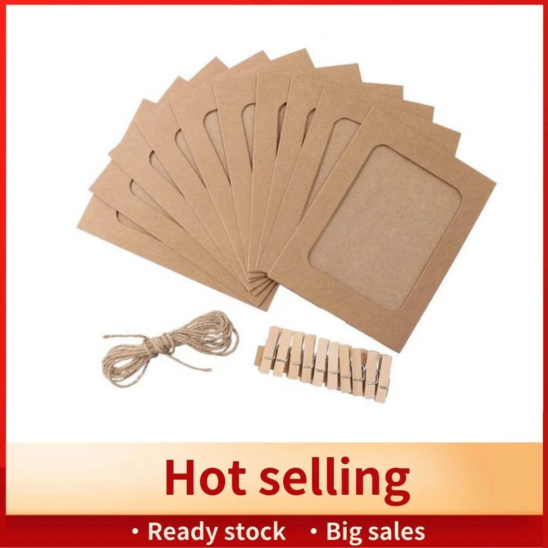 30 Pcs / Set Paper Photo DIY Wall Picture Hanging Frame Album Rope Clip Set Home Decor 3Inch Brown