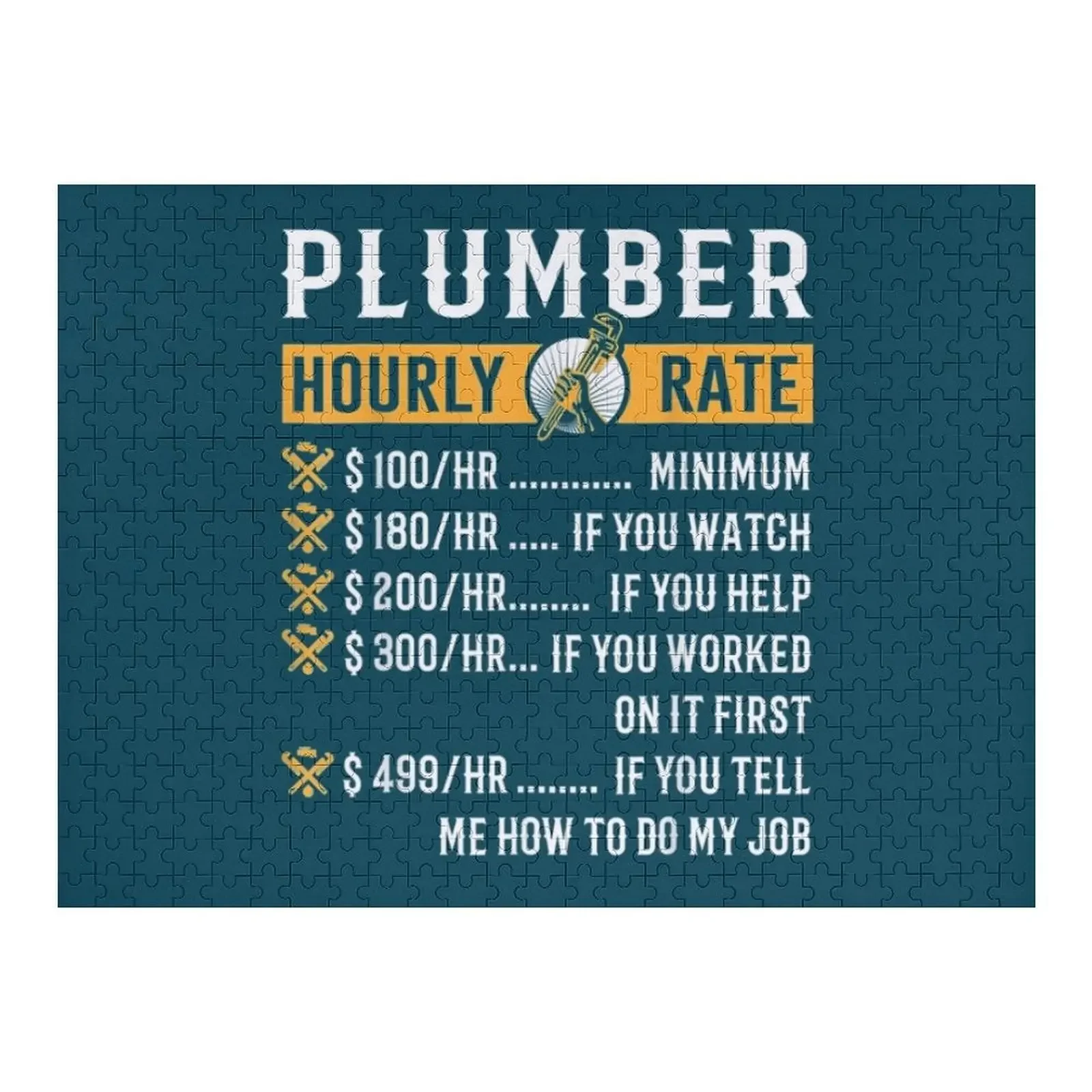 Plumber Hourly Rate Plumbing Tool Pipe Handyman Jigsaw Puzzle Personalized Child Gift Customized Picture Wooden Name Puzzle