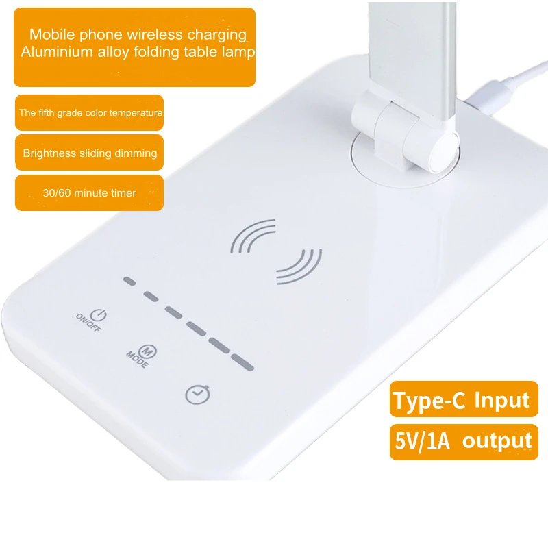 Wireless Charger LED Desk Lamp USB Charging Dimmable Touch Control Eye-caring Table Lights Port For Bedroom Living Room Office  3