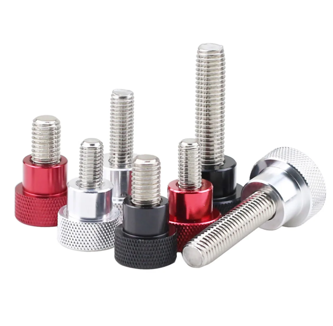 

1Pcs M10 (D20*20) Aluminium Alloy+Stainless Knurled Thumb Screw Hand Grip Knob Step Bolt Screws Red Black White