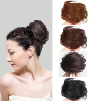 Parrucca sintetica Updo facile da indossare Capelli eleganti chignon dritti con elastico Posticci a coda di cavallo in fibra resistente al calore