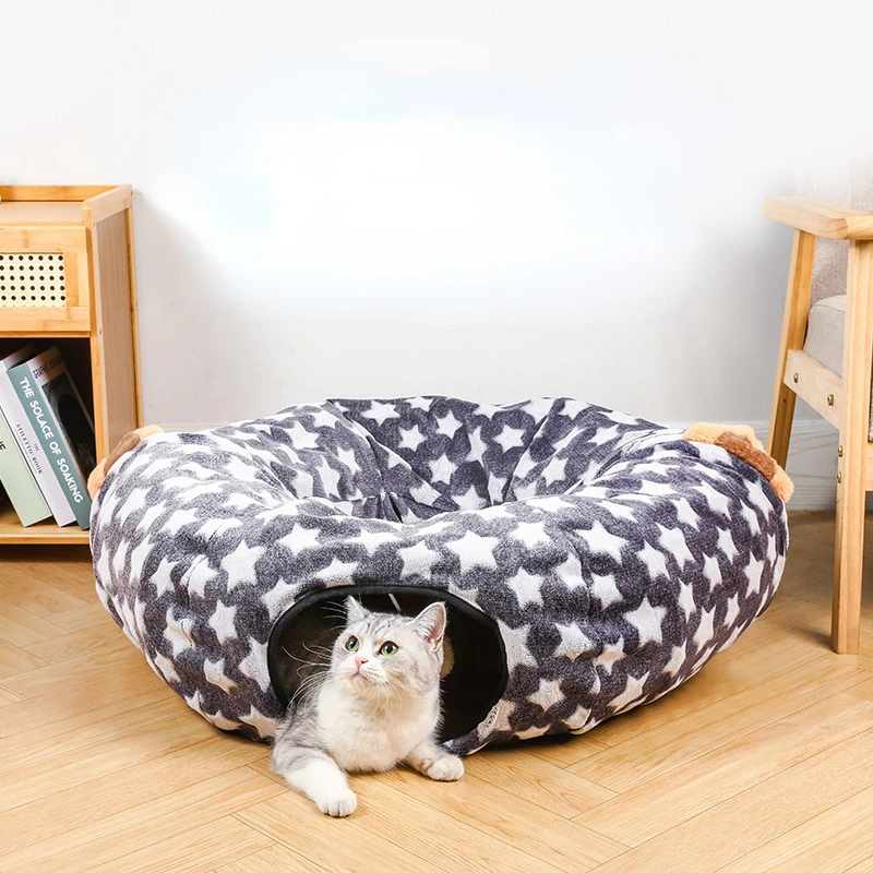 

Cat tunnel. Foldable and multifunctional. Rainbow cat ear tunnel. Variable flannel cat passage. Pet supplies.