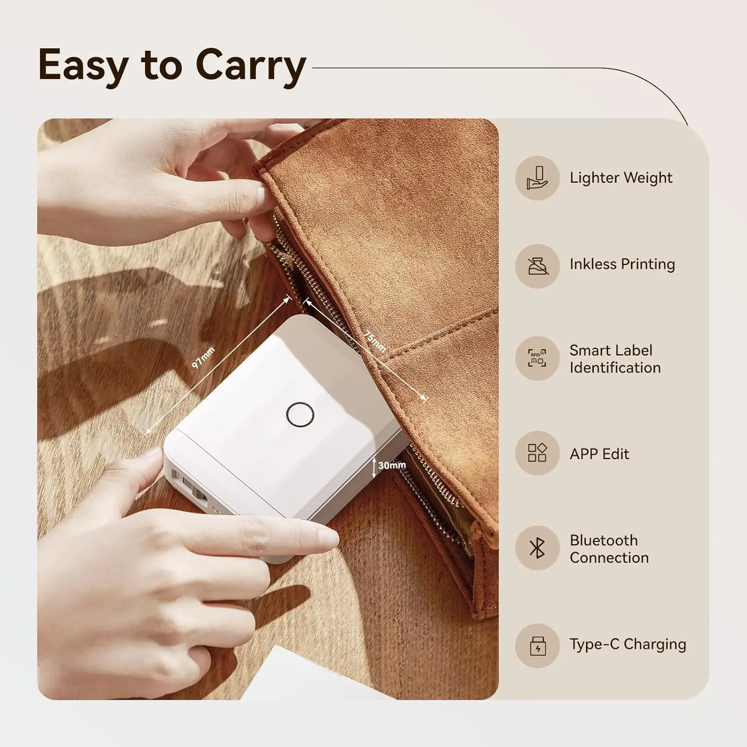 Niimbot D110 Mini Thermal Label Printer D110M Portable Label Maker Wireless Sticker Machine Inkless Labeller for Office Home