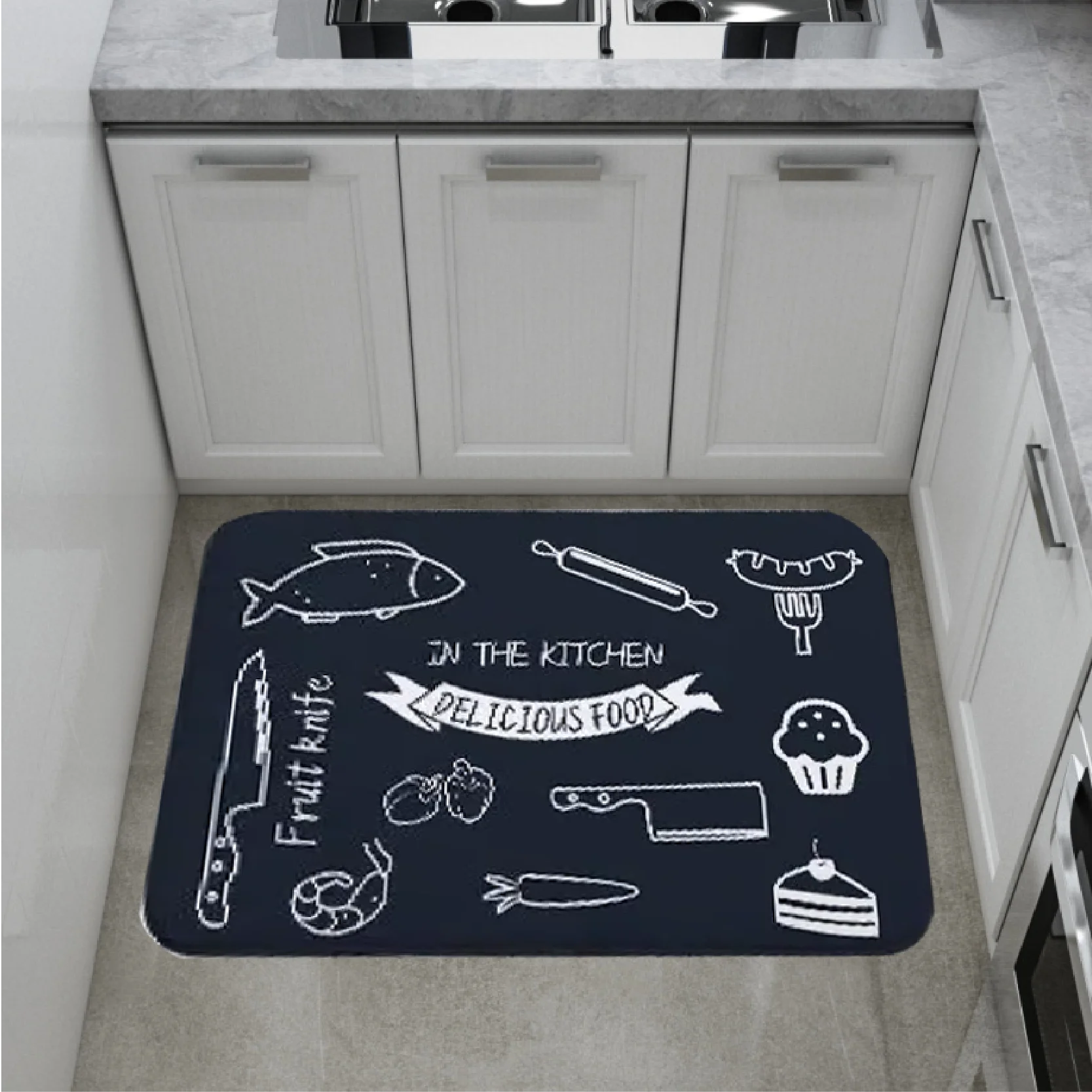VIKAMA Simple Letter Crystal Pile Kitchen Decorative Rugs Entryway Living Room Entryway Non-Slip Dirty Resistant Easy Care Rugs