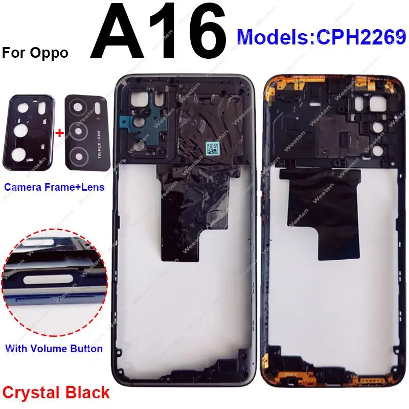 OPPO - kipple★ Middle Housing For OPPO A16 A16S Middle Frame Cover Bezel