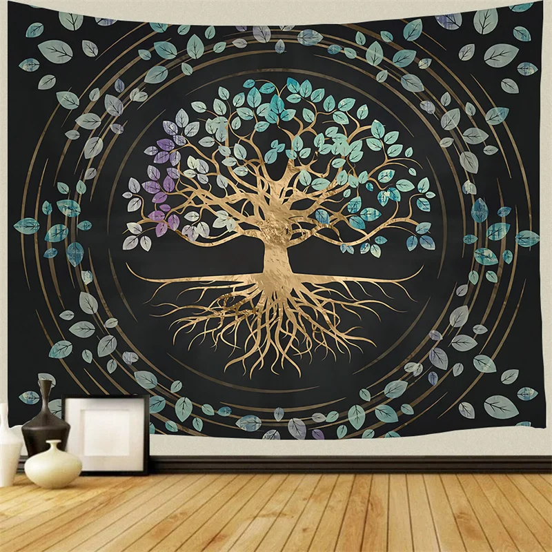 Tapestry Decor Mysterious Tree of Life Mushroom Forest Tapestry Wall Hanging Fairy Tale Bohemian Psychedelic Home Dormitory Dream Decor