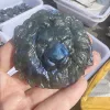 Natural Labradorite Crystal Carved Animals The lion Healing Lucky Gems Gift 3