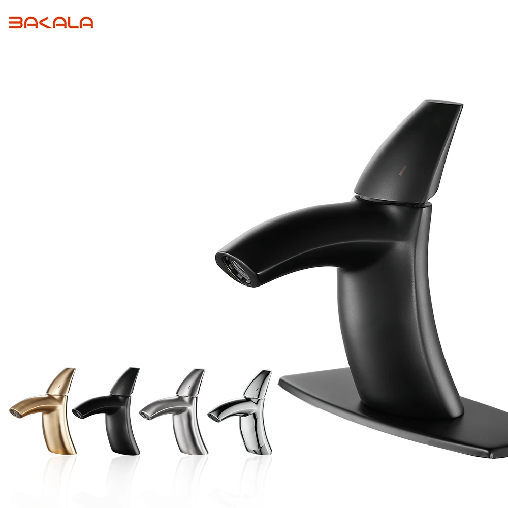 

BAKALA Black Chrome Basin Sink Faucet Slim Bathroom Washbasin Water Mixer Tap Hot Cold Water Basin Crane Tap Bathroom Tap