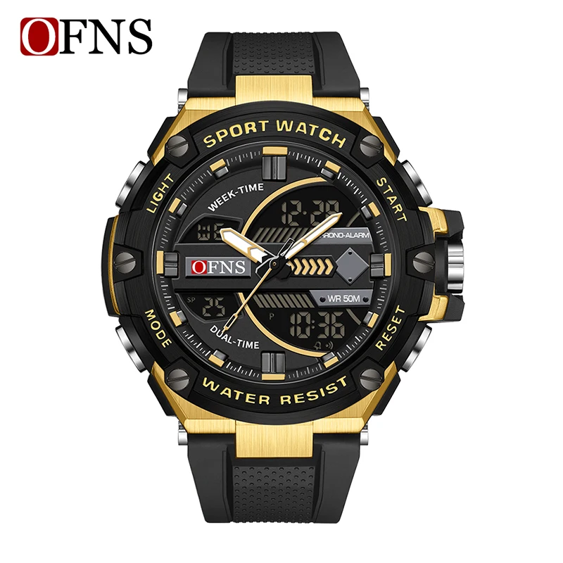Men's Waterproof LED Sport Watch with Alarm and Dual Time Display