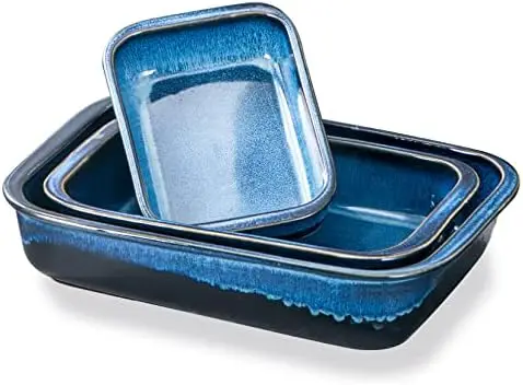 

Baking Casserole Dish Set - Lasagna Pans Oven Safe, 9x13 Inch Rectangular Bakeware Sets of 3 for Cake Dinner, Cookware Baker for