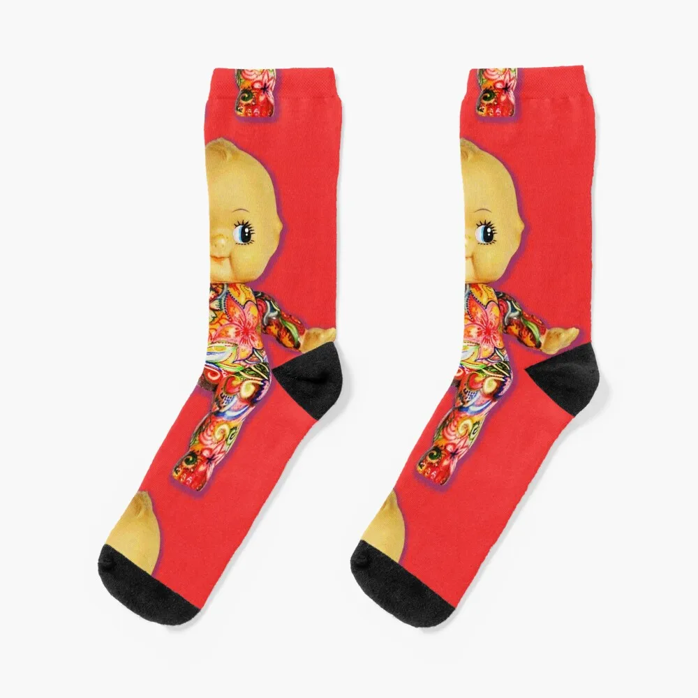 

Tattoo Kewpie Socks Stockings compression Toe sports retro kids Socks Women's Men's