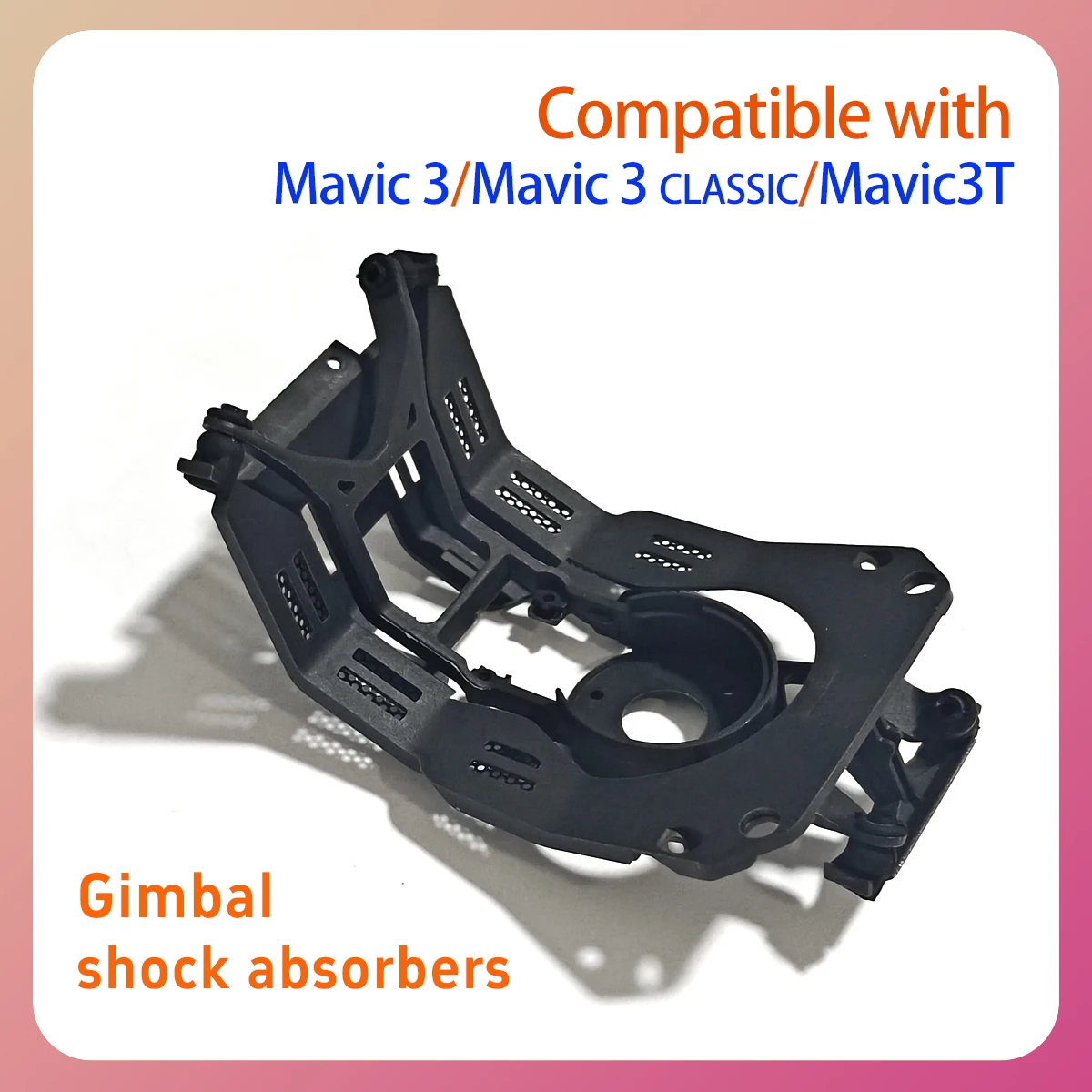 Gros plan sur un amortisseur cardan pour DJI Mavic 3, texture en silicone et forme cylindrique avec trous.