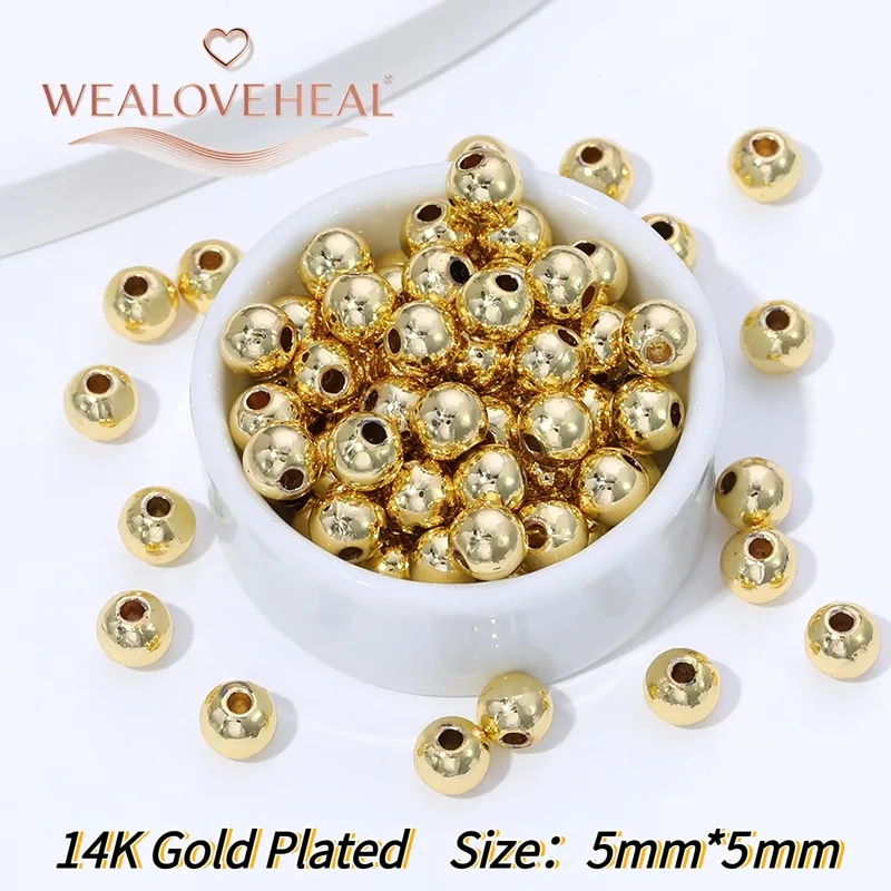2-6mm 14k vergoldete glatte runde Kugelperlen aus Goldmetall, Trennperlen, lose Abstandshalterperlen für DIY-Schmuckherstellung. – Detail 25