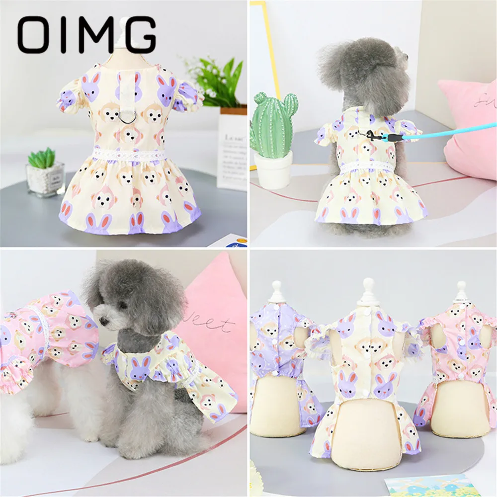 

OIMG Pet Supplies Spring Summer Dog Clothes Monkey Rabbit Petal Skirt Teddy Pomeranian Princess Cotton Dog Clothes Without Leash