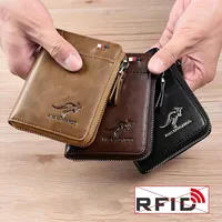 Portefeuille pour hommes en cuir porte-carte de visite fermeture éclair sac à main portefeuilles de luxe pour hommes RFID Protection sacs à main Carteira Masculina luxe 2