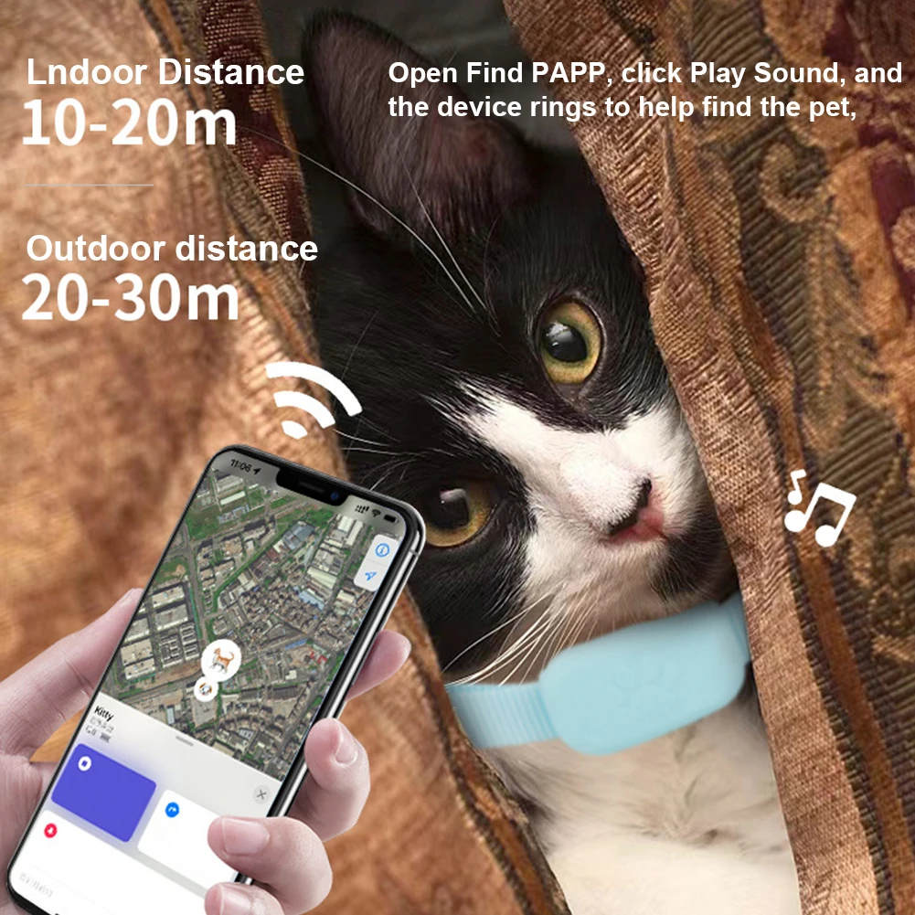 Smart Gps Tracker for Cats Dogs Long Distance Tracking Movement Alert Mini Waterproof for IOS