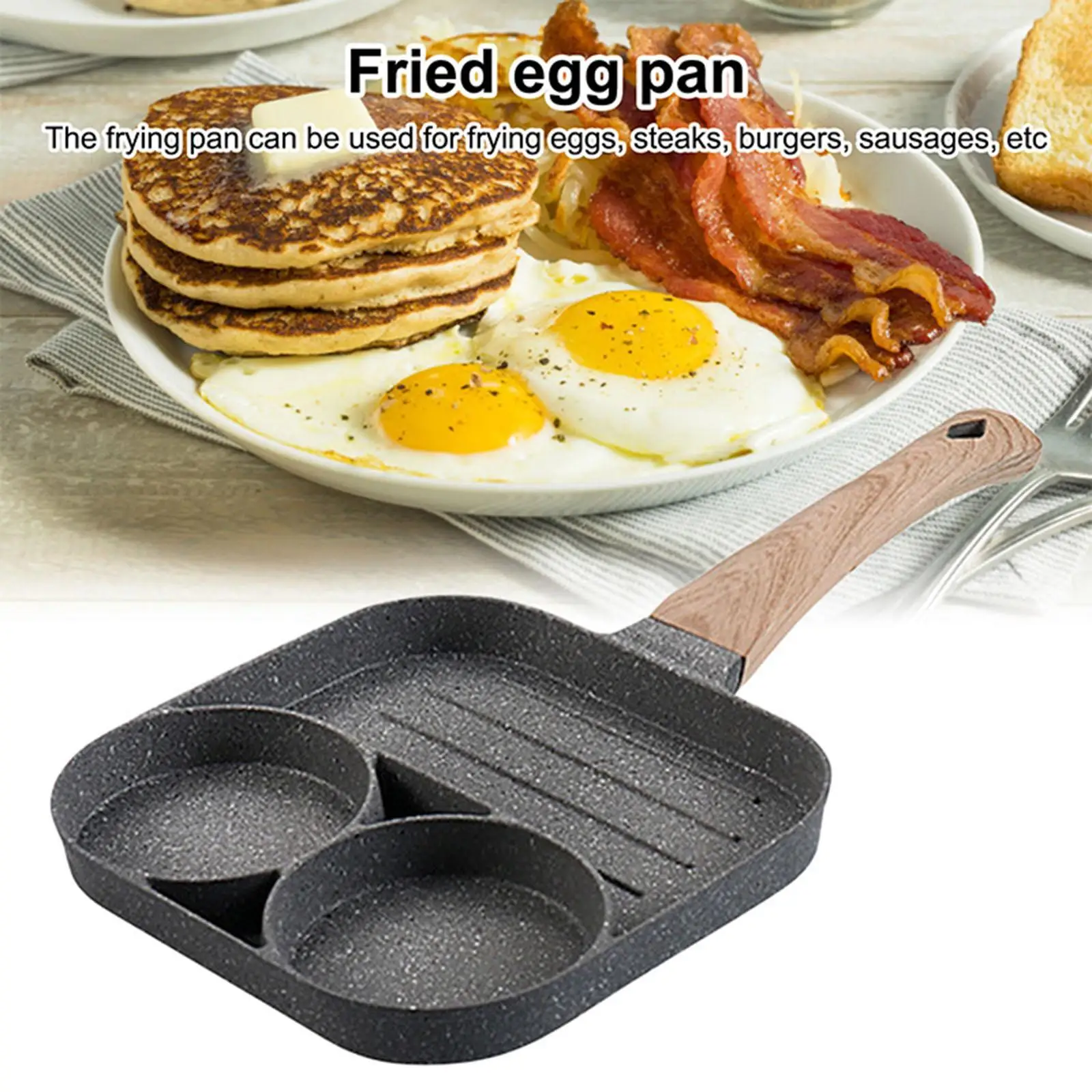 Nonstick Egg Frying Pan - Square Grill Pan Divided Frying Pan for Breakfast,Burgers and Bacon,Suitable for GAS Stove & Induction Cooker-4 Hole, Size