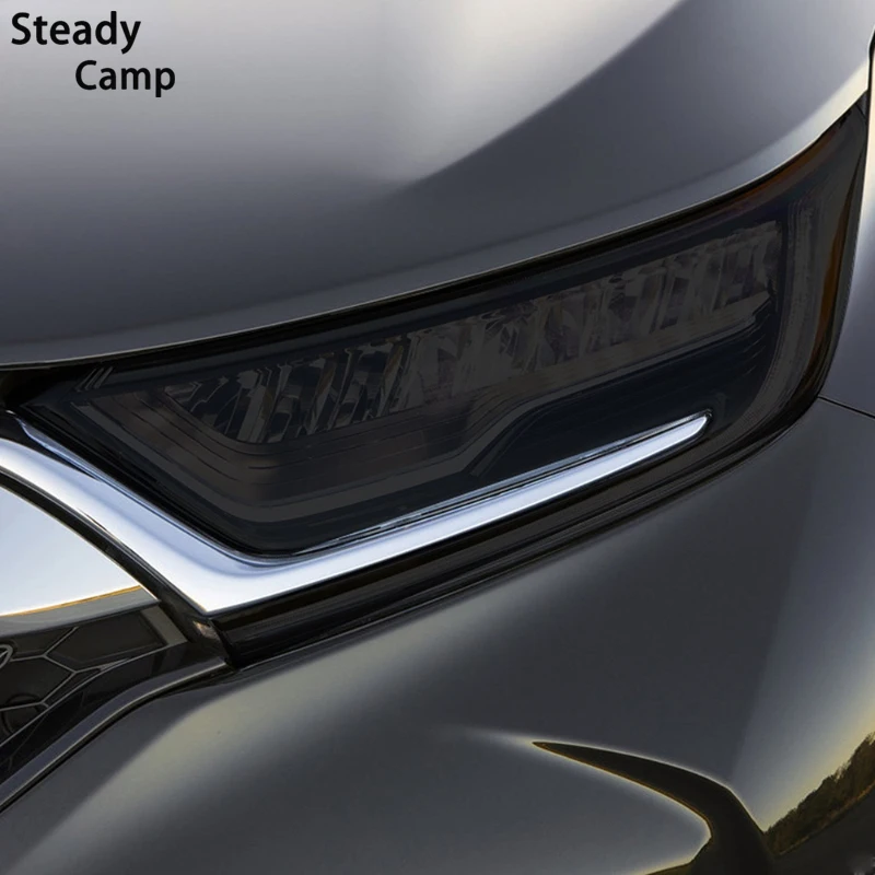 2 Pcs Car Headlight Protective Film Headlamp Transparent Black TPU Sticker For Honda CR-V CRV 2017 2018 2019 2020 Accessories 1