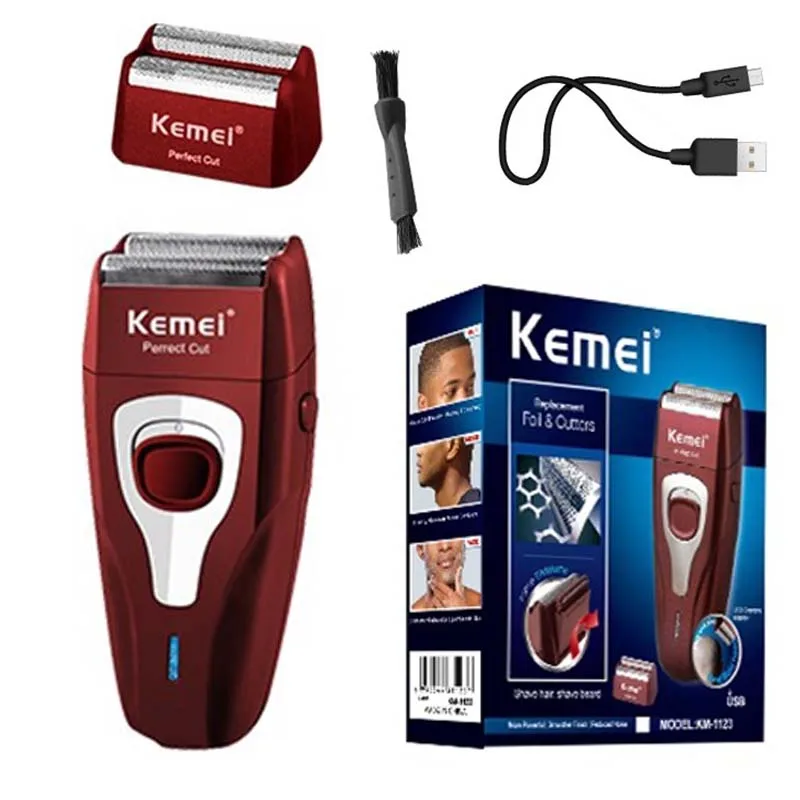 Kemei Powerful Foil Electric Shaver Hair Rechargeable Beard Electric Razor Men Bald Head Shaving Machine Extra Mesh