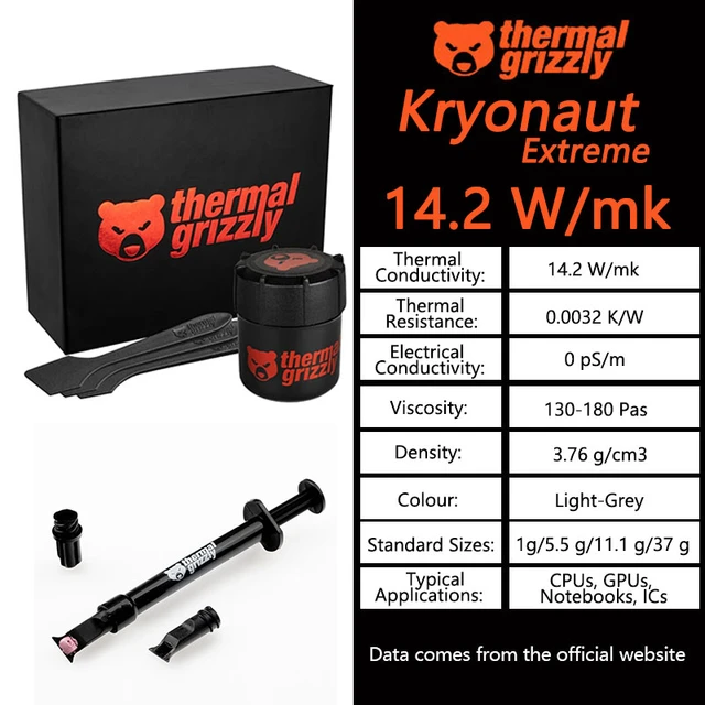 Original Thermal Grizzly Kryonaut Paste 1g for CPU GPU Cooler Grease  12.5W/m.k Conductive Heatsink Plaster - AliExpress