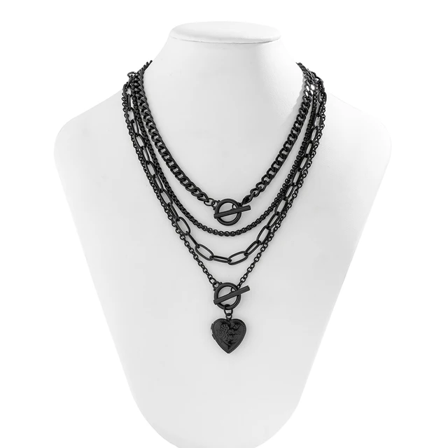 IngeSight.Z Gothic Multilayer Black OT Buckle Peach Heart