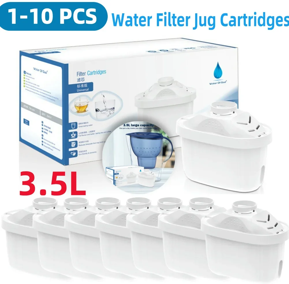 1-10Pcs Water Filter Jug Cartridges Replacement Filter Cartridge Refills Reducing Limescale Chlorine for Home Kitchen