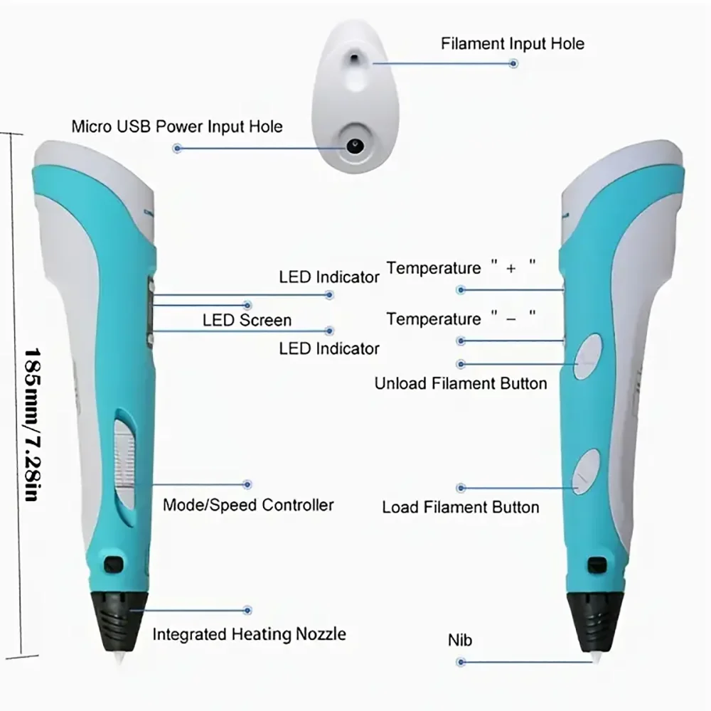 Magic bid Electronic 3D Pen 3d Printing Pen Children DIY Drawing Pens PLA Filament Birthday Christmas Boys Girls Gift For Kids
