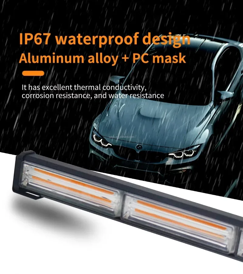 13 Inches Vehicle Warning LED Strobe Light Bar Traffic Emergency Flashing COB Light Bars Waterproof Hazard Flashlight for Trucks emergency light car strobe light