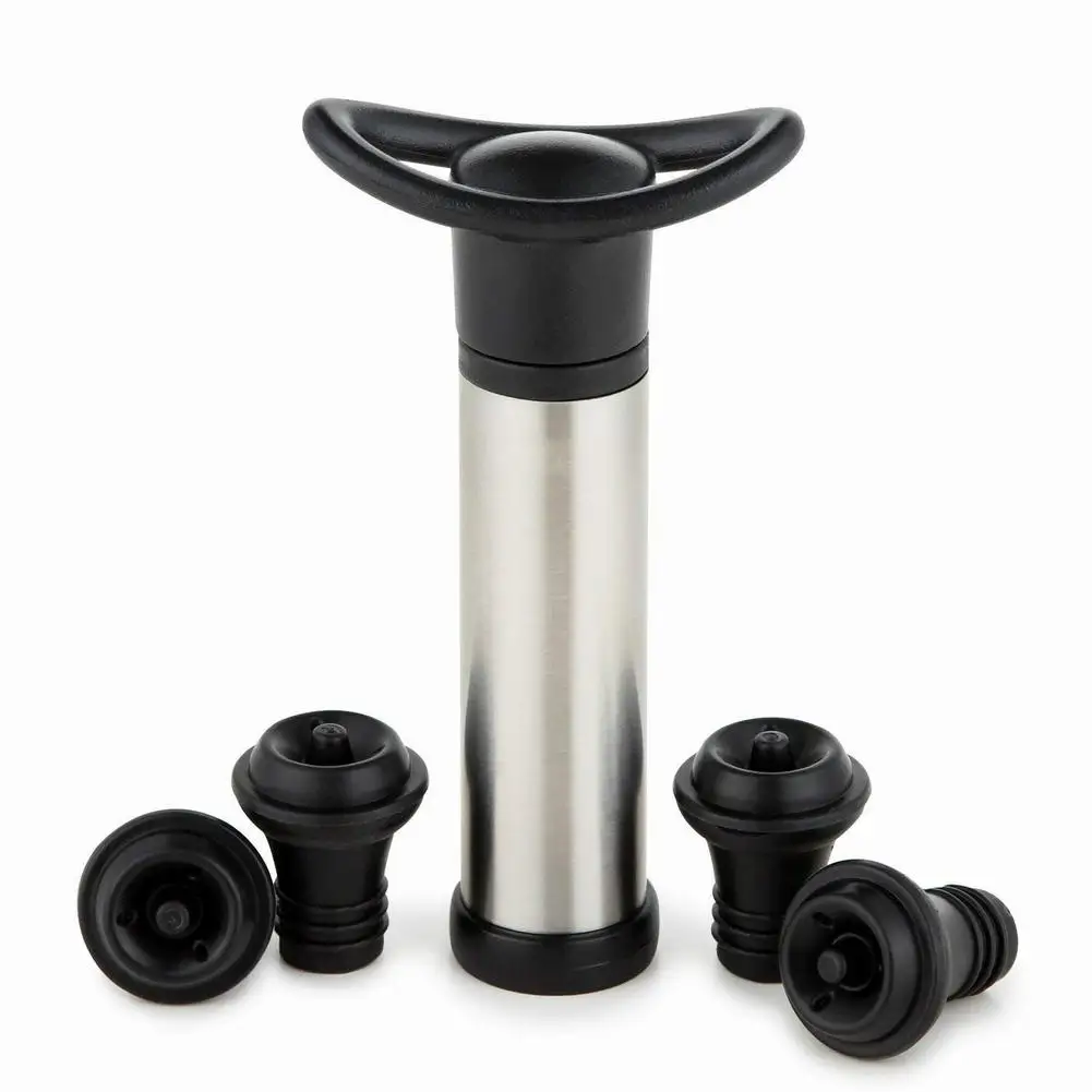 Stainless Steel Vacuum Wine Stopper With 4 Valves Ai Vacuum Pump Sealer Wine Saver Pump Sealer Saver