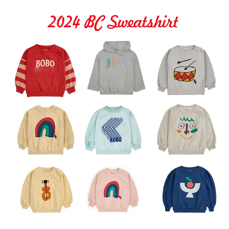 

In Stock 2024 SS NEW BC Kids Korean Sweatshirt Hoodie With Stylish Fashion Cartoon Pattern Tops Long Sleeve Winter Clothes Tops