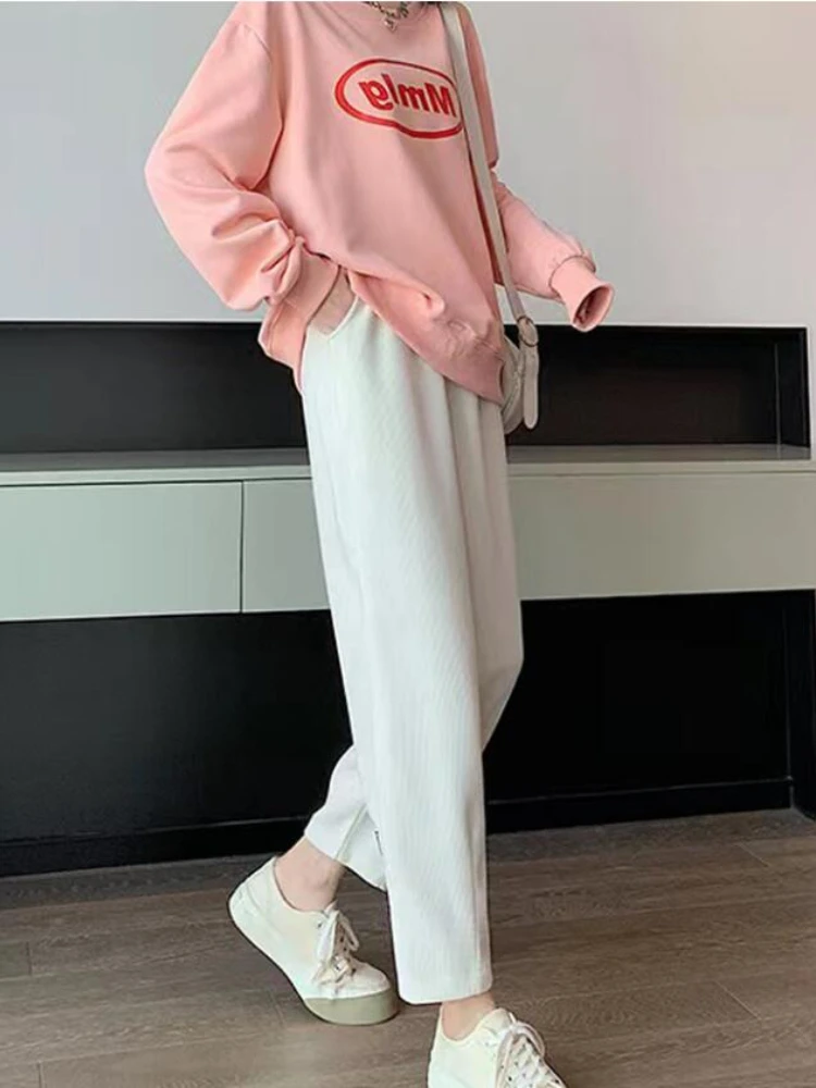 Pregnant Woman Winter Belly Pants Thick Warm High Waist Ankle-length Corduroy Trousers with Fleece Maternity Straight Trousers 6