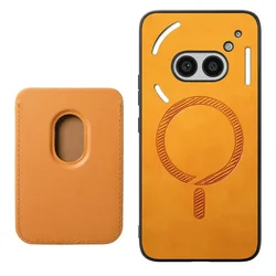 Leather Card Case with Detachable Magnetic Back Panel and Magsafe Compatibility - Nothing Phone 4A Pro (YELLOW)