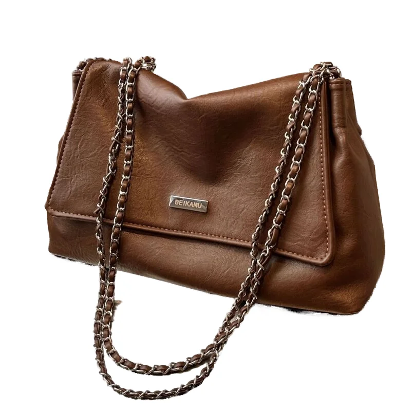 

Women New Solid Color Chain Big Totes Bag Fashion Simple Leisure for Versatile Underarm Shoulder Bag