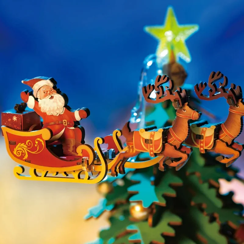 ROBOTIME 3D Holzbausatz Weihnachtsmusikbox - Mit Spieluhr & Beleuchtung