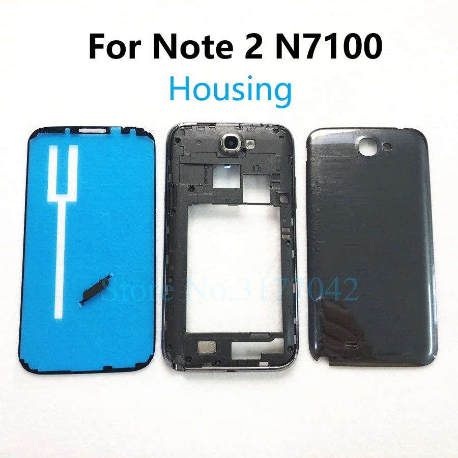 

Full Housing Replacement For Samsung Galaxy Note 2 N7100 Middle Frame Rear Battery Door Back Cover Complete Case With Buttons